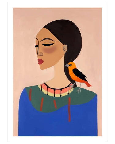 Modern Muse with Bird - Peintio